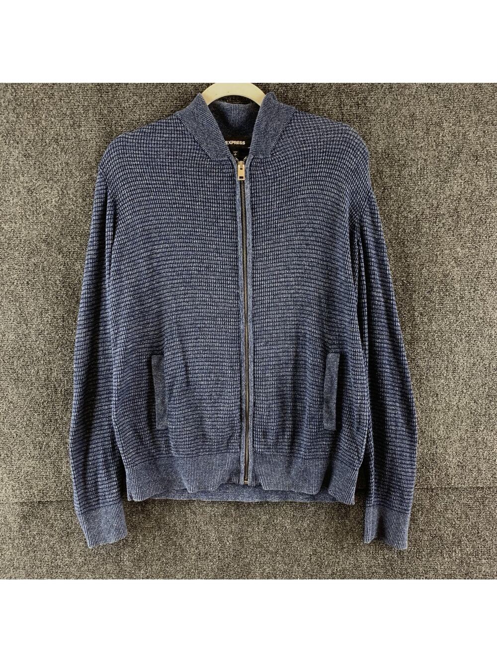 EXPRESS Men’s Jacket Sweater Knit Full Zip Long Sleeve Blue Size Small